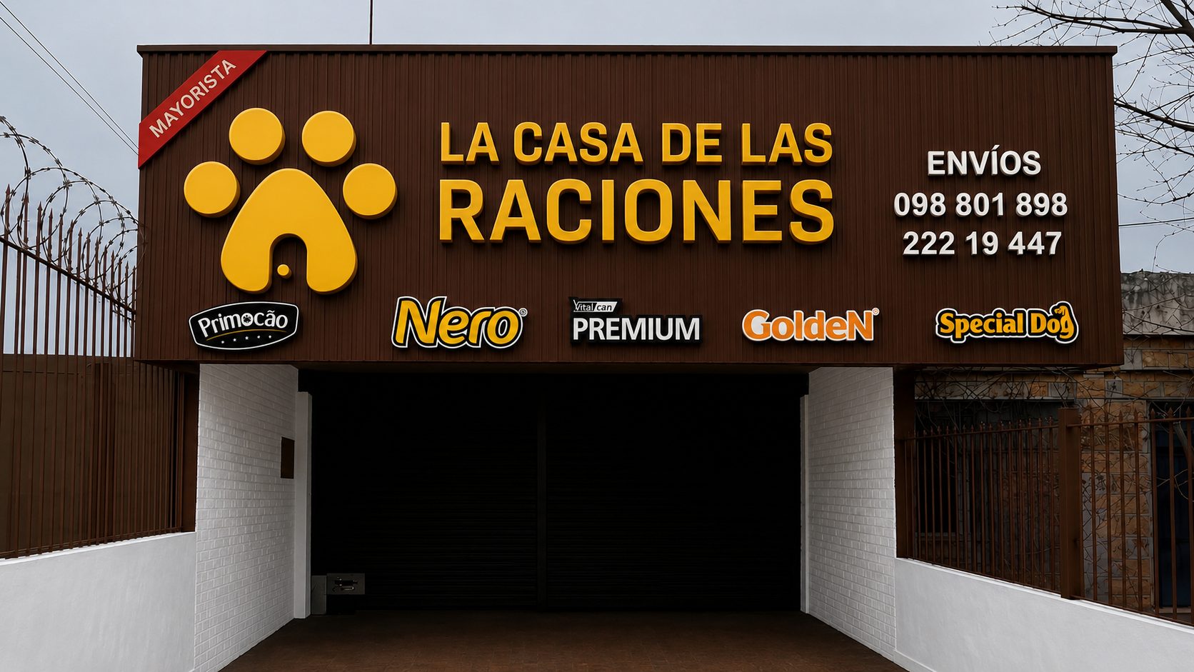 Frente del local de La Casa de las Raciones en Piedras Blancas